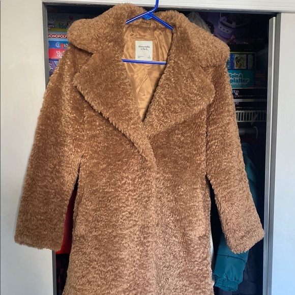 Abercrombie &  Fitch Brown Faux Fur Coat - Picture 1 of 4